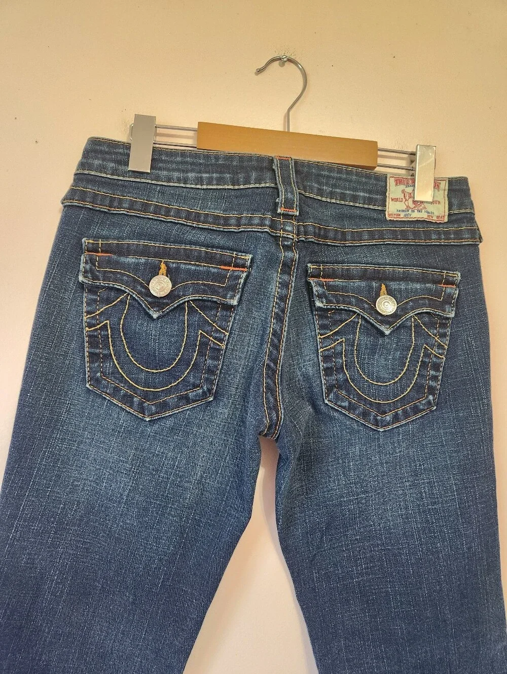 Vintage True Religion Joey Flap Pocket Twisted Seam Low Rise Flare Jeans Size 29 - Picture 4 of 12